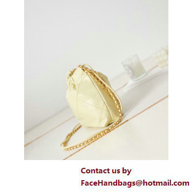 Chanel Shiny Calfskin  &  Gold-Tone Metal CHANEL 22 Mini Handbag AS3980 Light Yellow